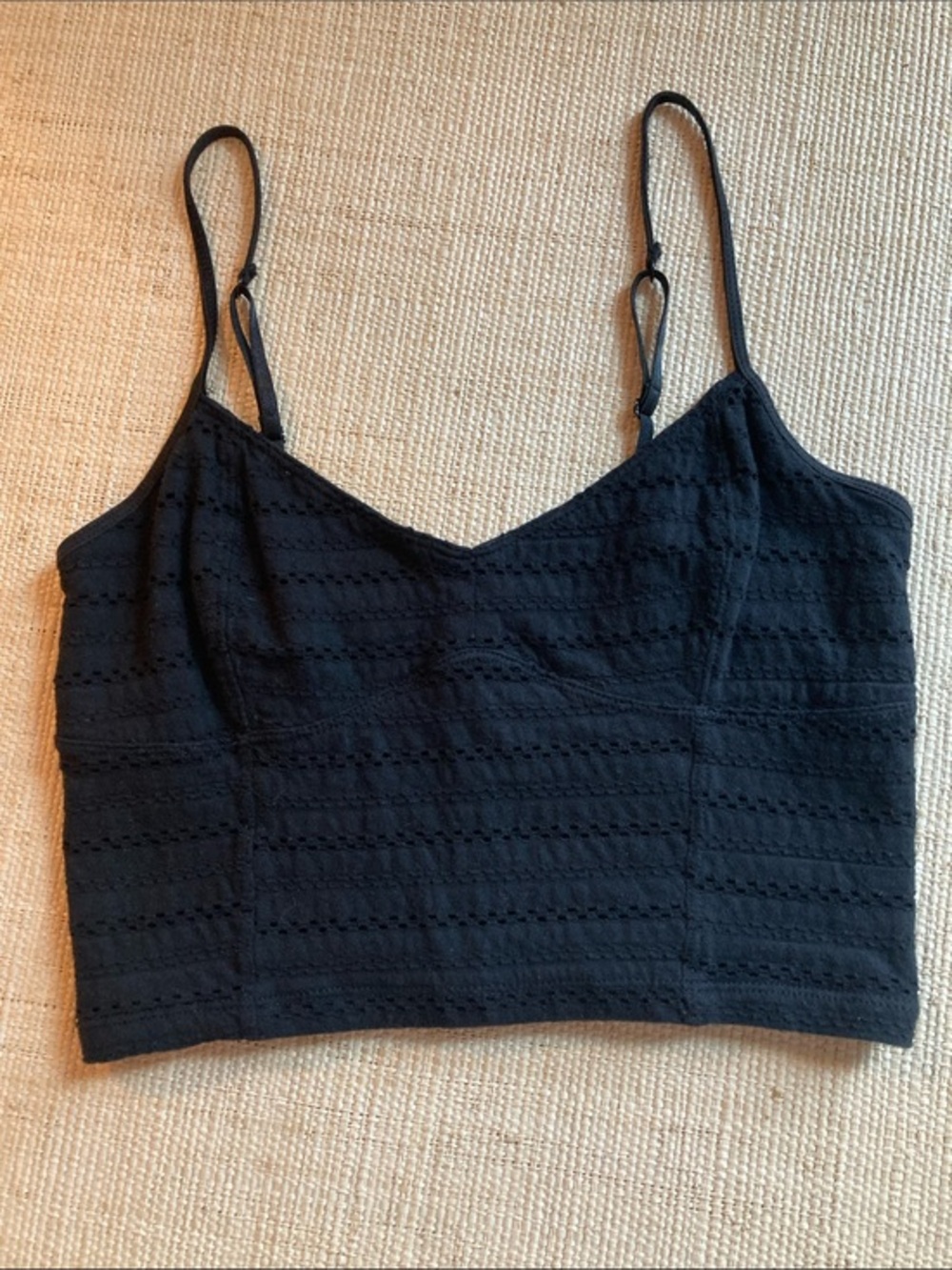 Aeropostale Black Lace-Texture Cami Crop Top - Women Sz M